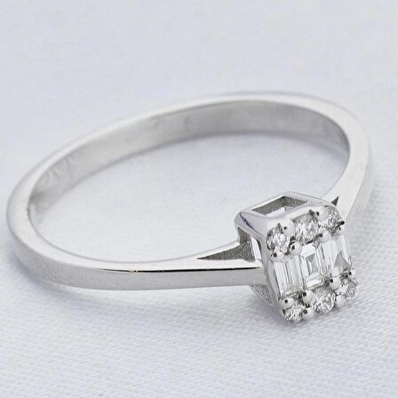 0.12 Karat Baget Pırlanta Yüzük (H-I VS/Tektaş Görseli)